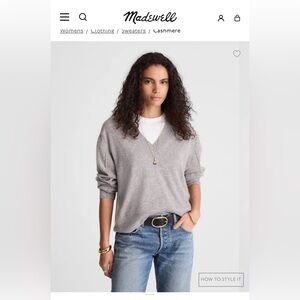 NWT! Madewell Cashmere V-Neck Sweater - Retail $178